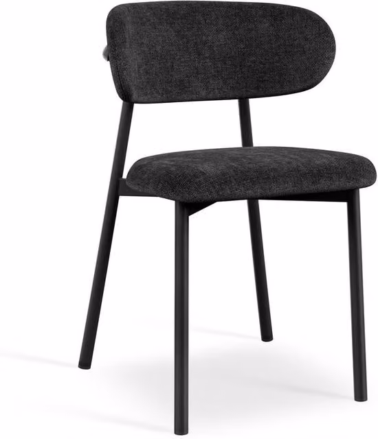 More4Homes Myla Linen Upholstered Dining Chairs Set of 2 in Black – 1