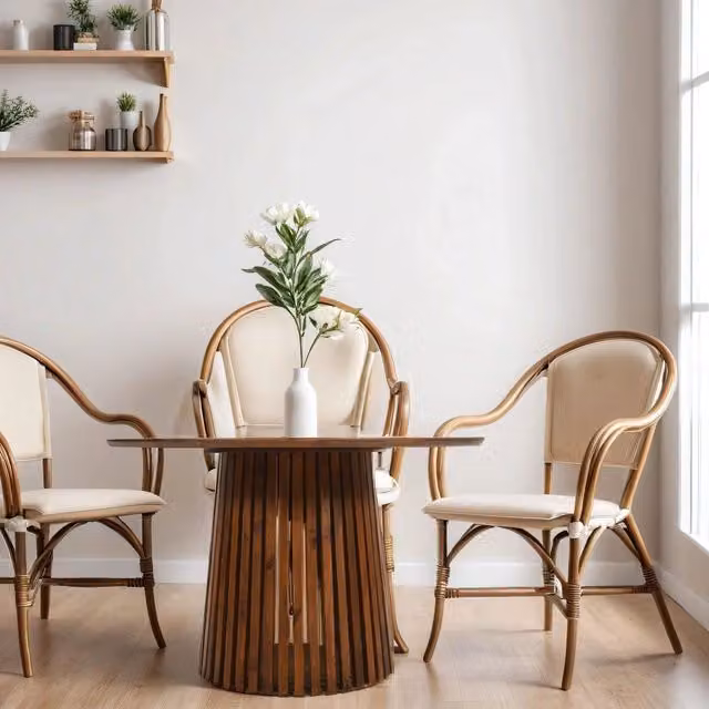 IH Design Carney Round Mango Wood Dining Table, Brown, 4 to 6 Seater