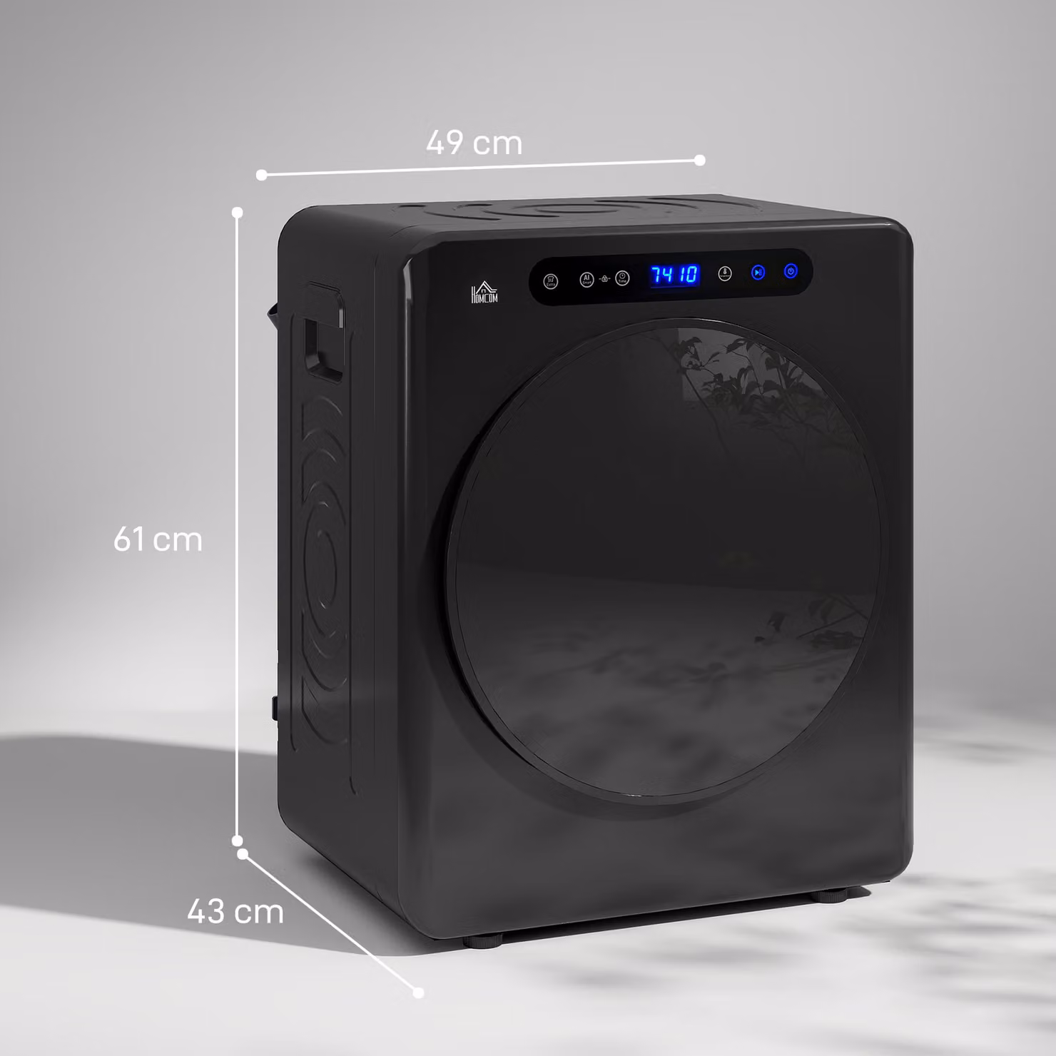 HOMCOM Black Compact Front Loader Tumble Dryer with 4kg Capacity and Reversible Drum – 3
