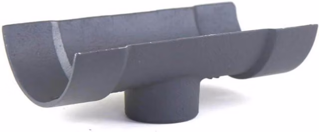 Hargreaves Premier Cast Iron Half Round Gutter Running Outlet, 125mm for 65mm Downpipe, Grey Primed