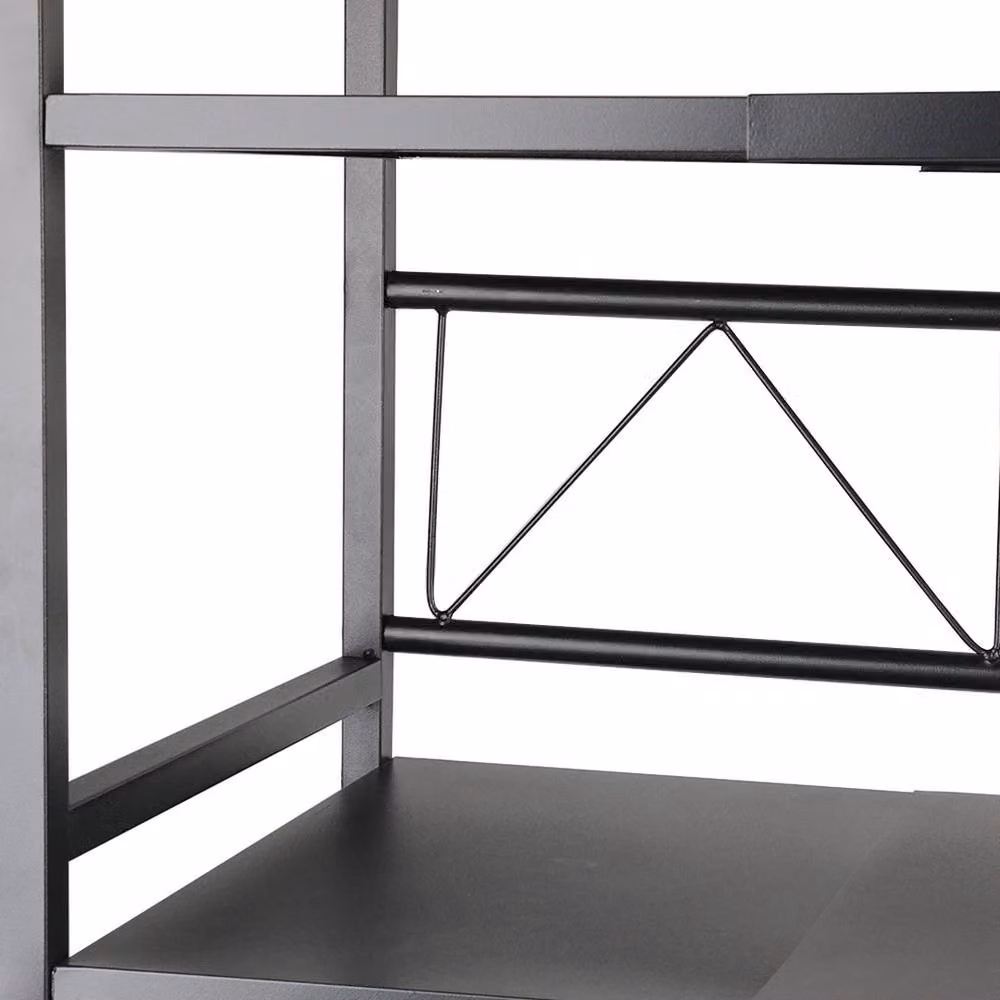 SPETLEK 2 Tier Expandable Microwave Oven Rack Stand with Adjustable Shelves in Black – 4