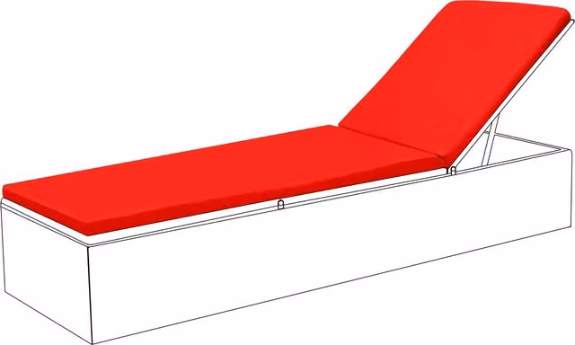 Gardenista Red Rectangular Outdoor Sun Lounger Cushion and Water Repellent Seat Pad