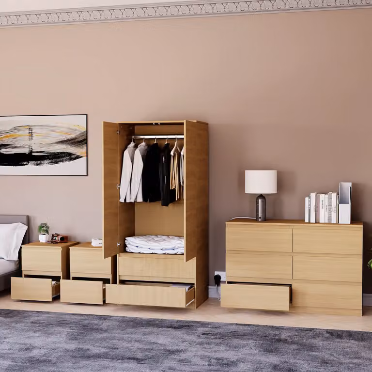 Vida Designs Denver 4 Piece Bedroom Set in Brown