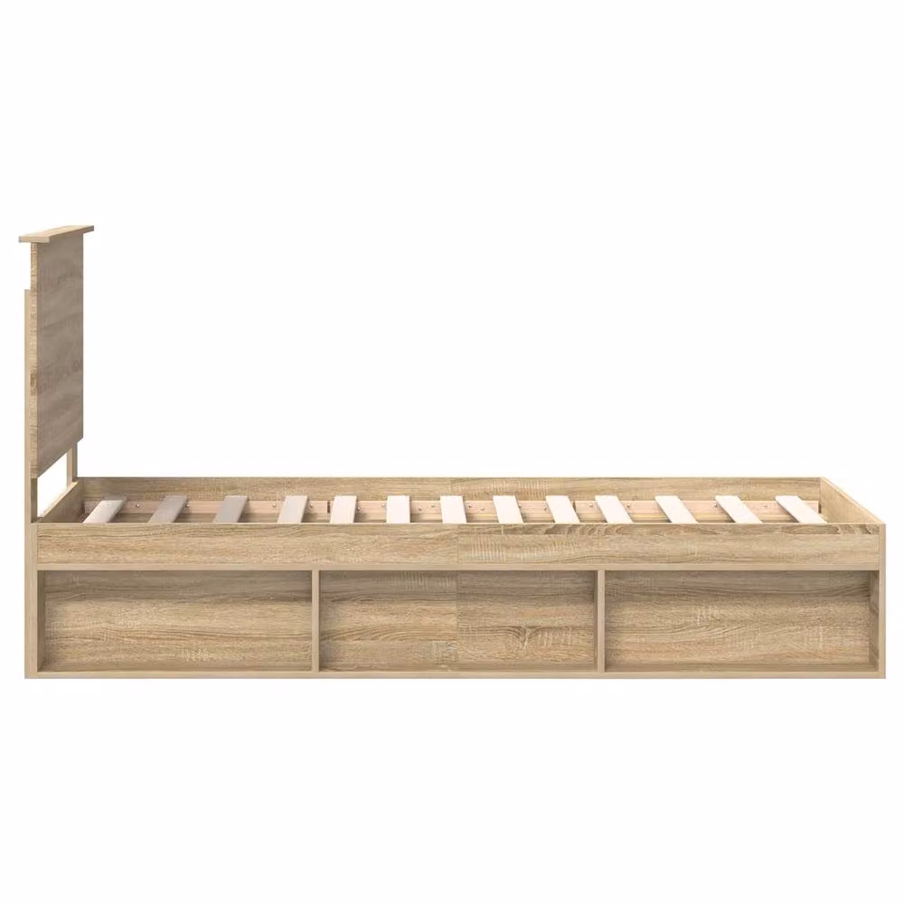 Berkfield Home Sonoma Oak Bed Frame with Headboard in Brown, W/D/H: 75 x 190 cm – 2