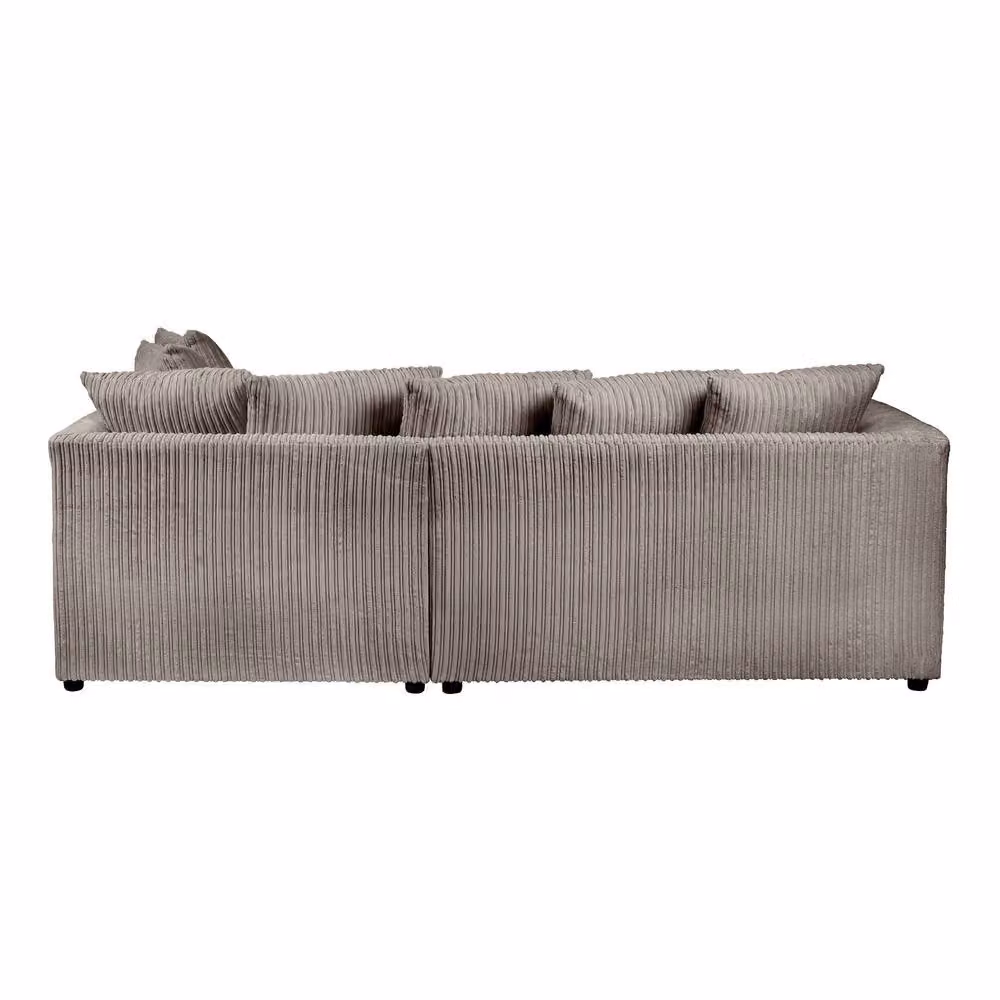 LUXURY LIFE Declan Grey Jumbo Cord Fabric Right Hand Facing Corner Sofa W/D/H: 213 x 166 x 90 cm – 2