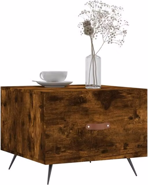 Berkfield Home Decorative Coffee Table in Smoked Oak Brown, W/D/H: 50 x 50 x 40 cm