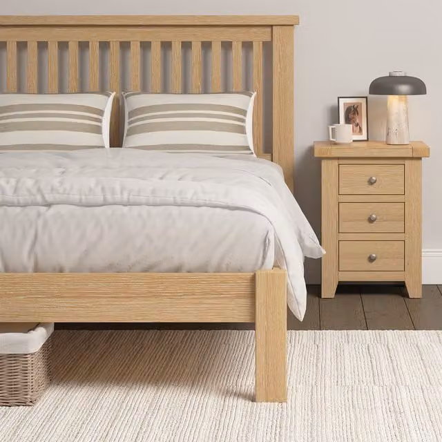 Seconique Windsor 5' Bed Low Foot End in Natural Oak, 150 x 200 cm