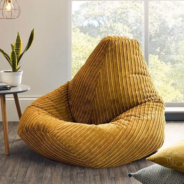 VOGREX Jumbo Cord Beanbag Chair in Mustard Yellow