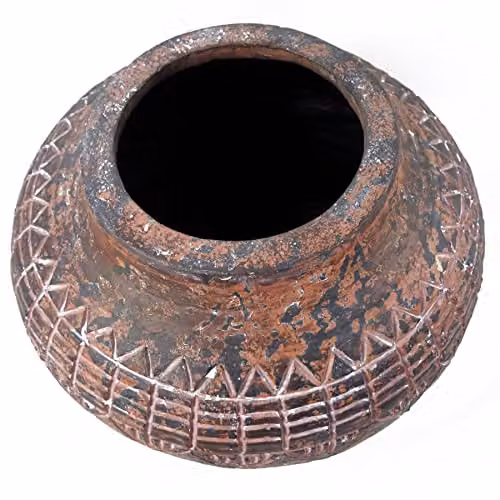 Leaf Rustic Aztec Vase Planter in Black and Brown, W/H: 23 x 30 cm – 6