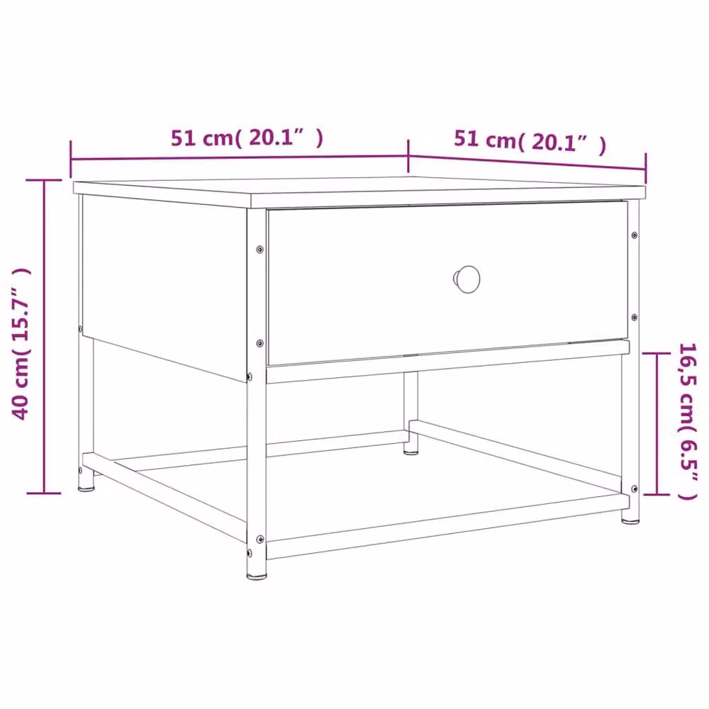 Berkfield Home Modern Black Square Coffee Table, W/D/H: 51 x 51 x 40 cm – 5