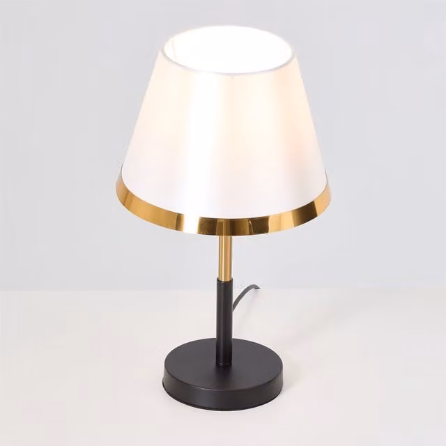 Livingandhome Modern Elegant Table Lamp in Black, White and Gold/Brass