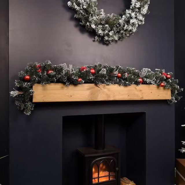 Premier 180cm Red Dressed Christmas Garland with Bows and Baubles – 1