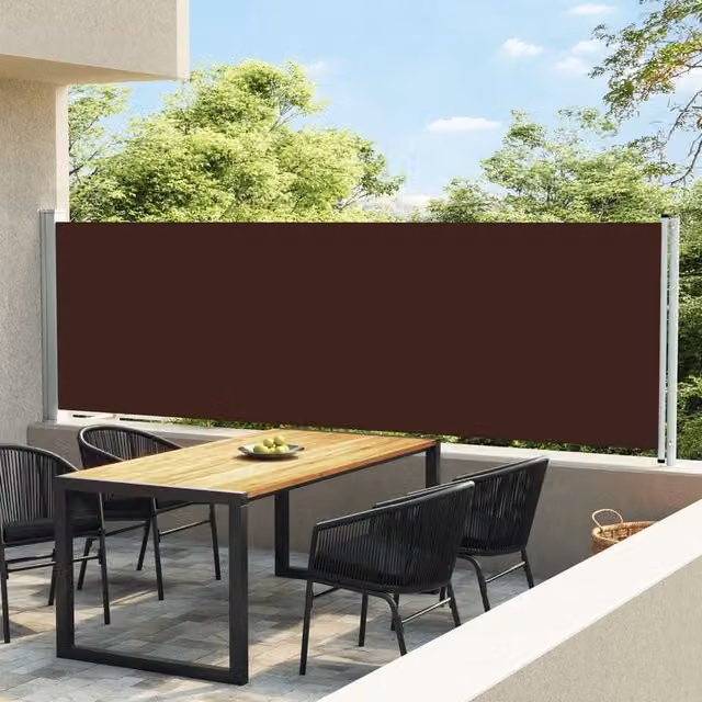 Berkfield Home Patio Retractable Side Awning in Brown, W/H: 600 x 140 cm