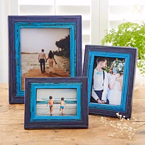 Paper High Reclaimed Newspaper Single Photo Frame in Blue, Rectangular Tabletop Design, W/D/H: 20.0 x 1.6 x 25.3 cm – 5