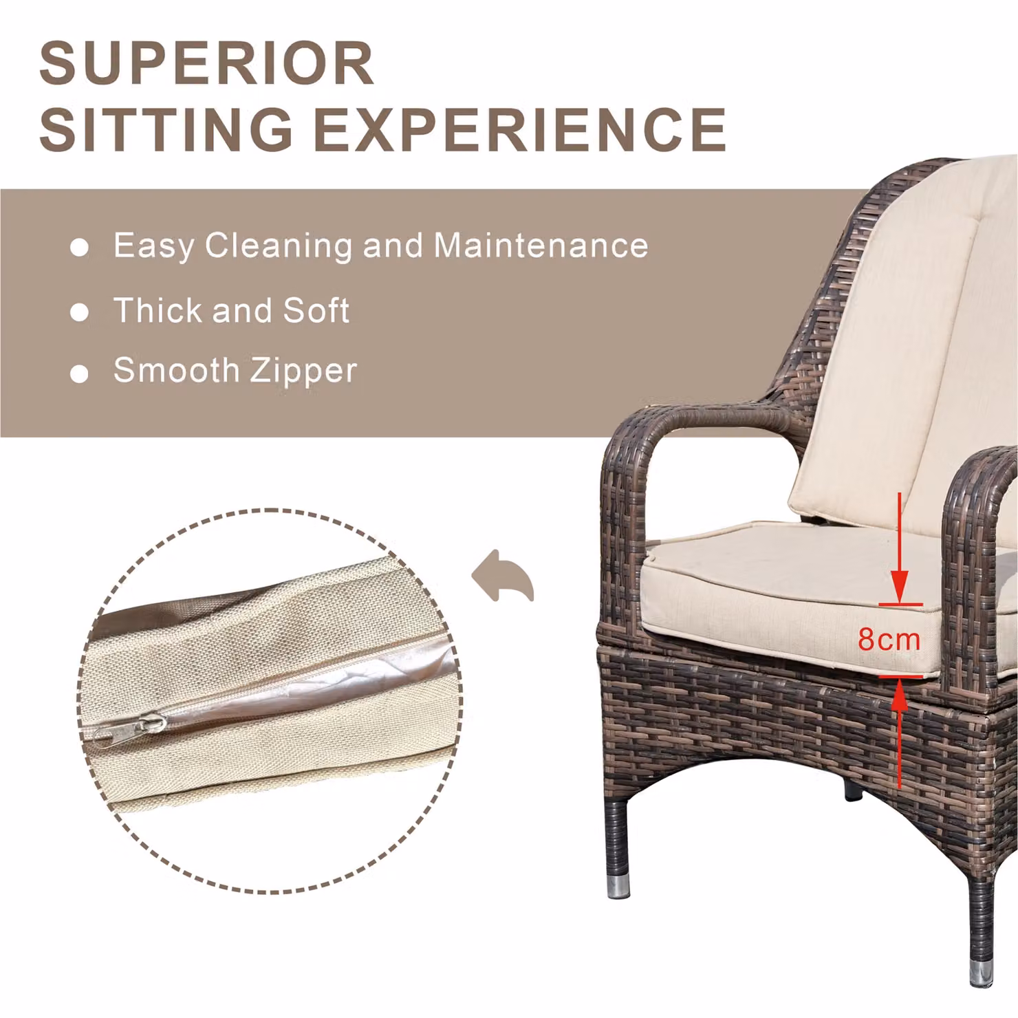 Direct Wicker 2-Piece Brown PE Rattan Outdoor Dining Chairs for Garden and Terrace – 2