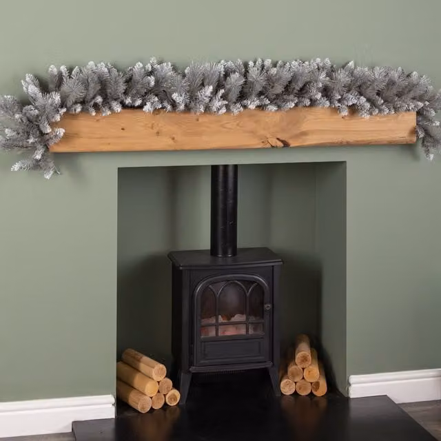 Samuel Alexander Silver Christmas Garland with Glitter Tips, 1.8m – 1