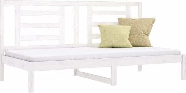 Berkfield Home Beautiful Day Bed in White Solid Pine Wood, W/D/H: 200 x 90 x 0 cm