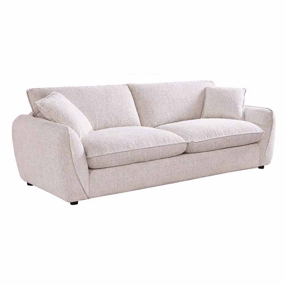 Furnishings For Less UK Berti Modern 3 Seater Fabric Sofa in Beige with Removable Covers and Scatter Cushions – 2