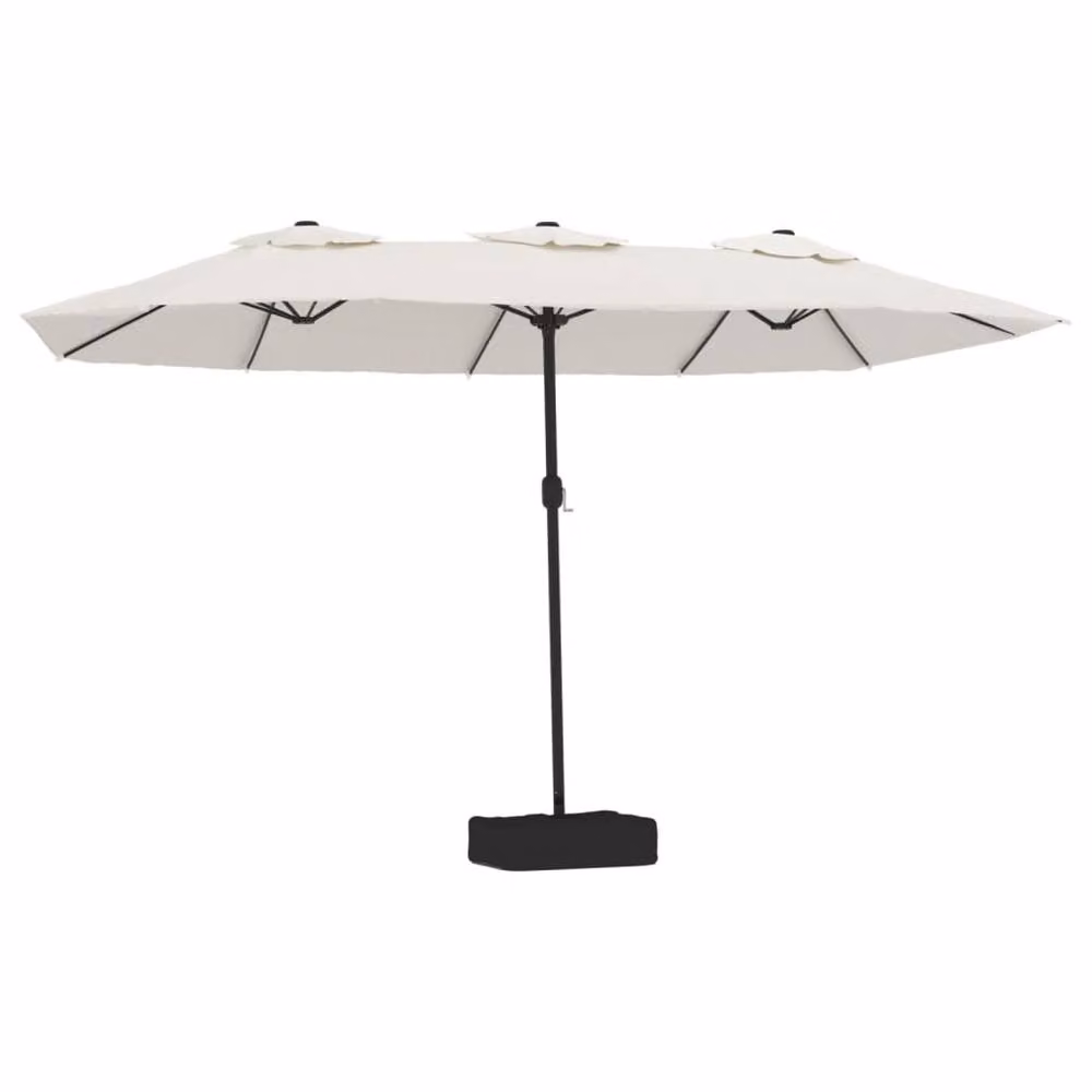 Berkfield Home Double-Head Cantilever Parasol with LEDs in Sand White, W: 449 cm, H: 245 cm – 2