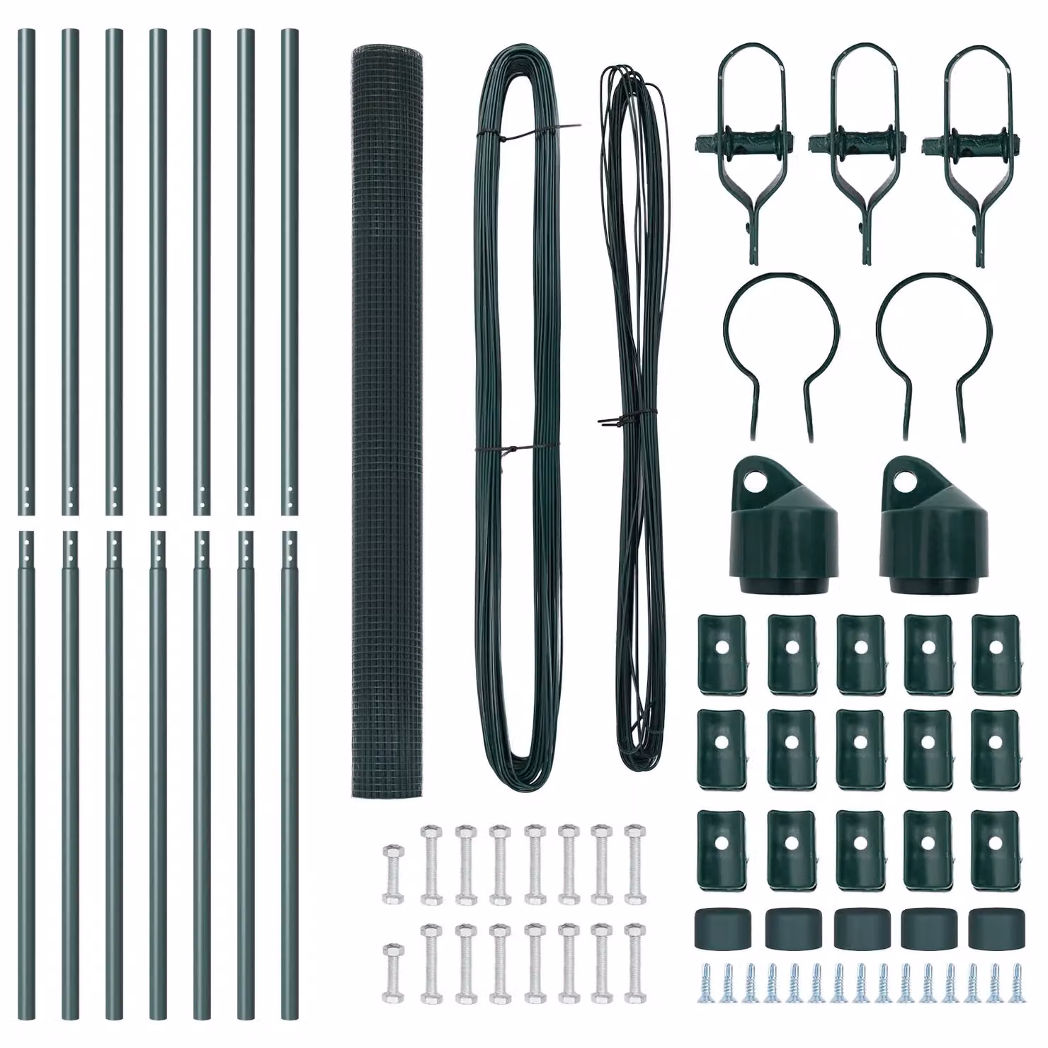 Berkfield Home Green PVC Coated Steel Welded Wire Fence with 7 Posts, W: 10 m, H: 1.5 m – 3