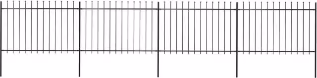 Berkfield Home Spear Top Steel Garden Fence, Black, W: 6.8 m, H: 1.2 m