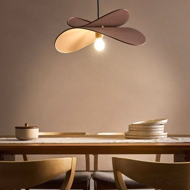 Wyld and Coco Brown Fabric and Metal Pendant Lamp, Height: 105 cm