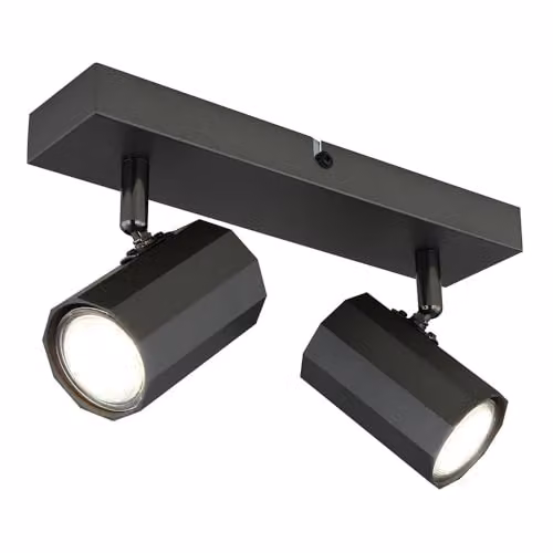 Globo Lighting James Twin Ceiling Spotlight, Grey, Adjustable Metal, 2x GU10, W/D/H: 26 x 6 x 14.5 cm