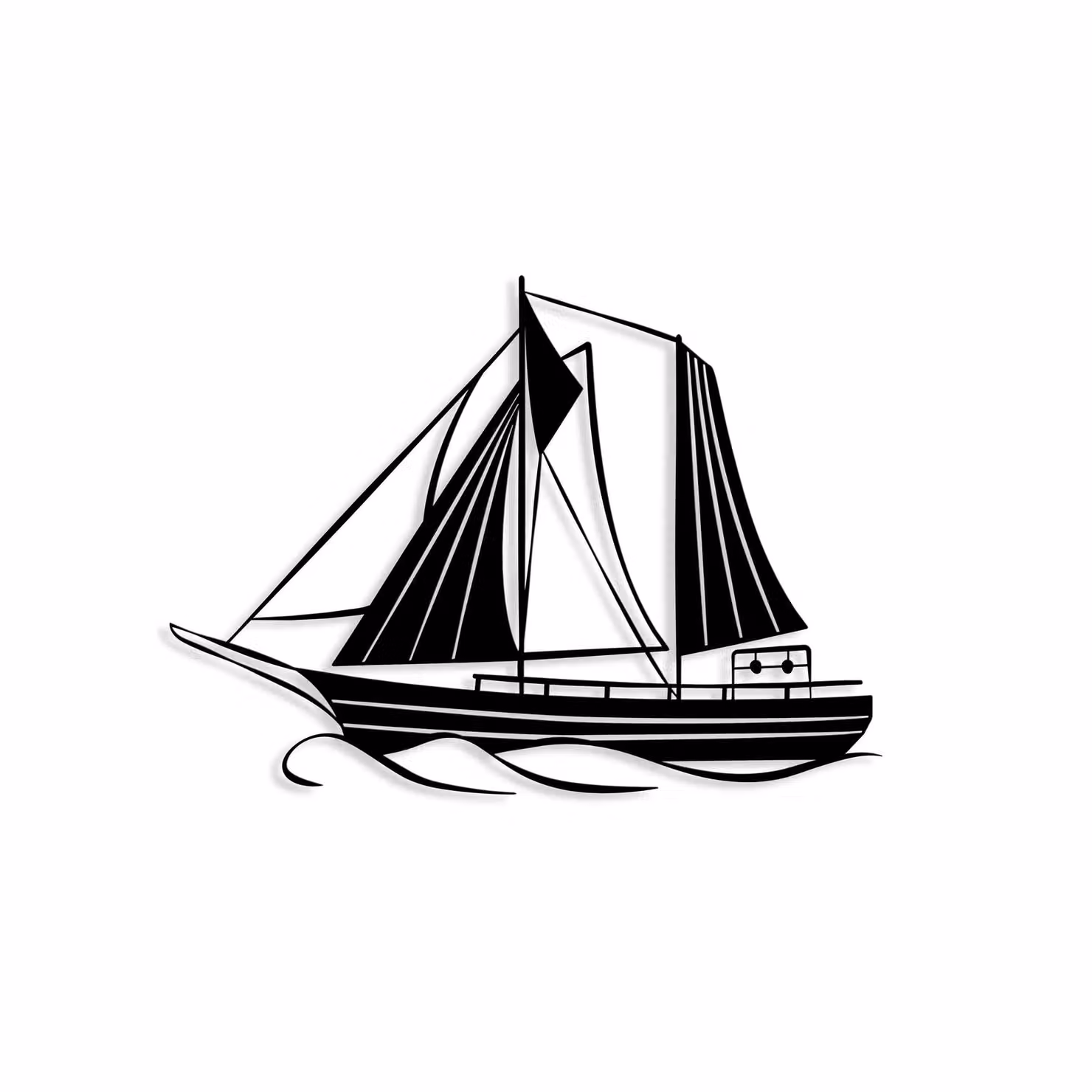 Decortie Sail Modern Metal Wall Art Nautical Maritime Decorative Ornament in Black – 2
