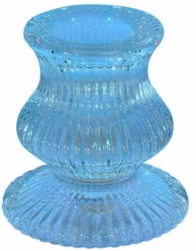 KDMD Eliza Blue Striped Glass Taper Candle Holder, 5 Pack