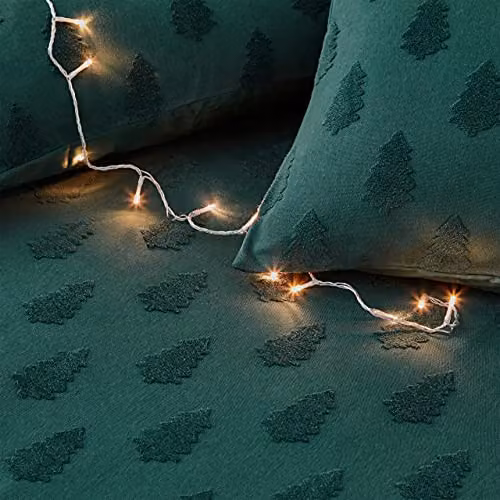 The Linen Yard Tufted Tree Cotton Percale Duvet Cover Set in Green, W/H: 140 x 200 cm – 3