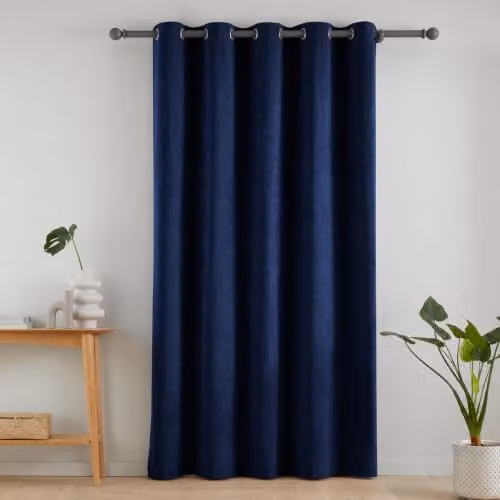Catherine Lansfield Super Thermal Blackout Matt Velour Eyelet Door Panel in Blue, Width: 117 cm, Drop: 214 cm – 4