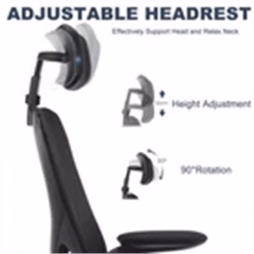 Nordara Ergonomic Fabric Office Chair with Adjustable Headrest and Armrests in Black – 3