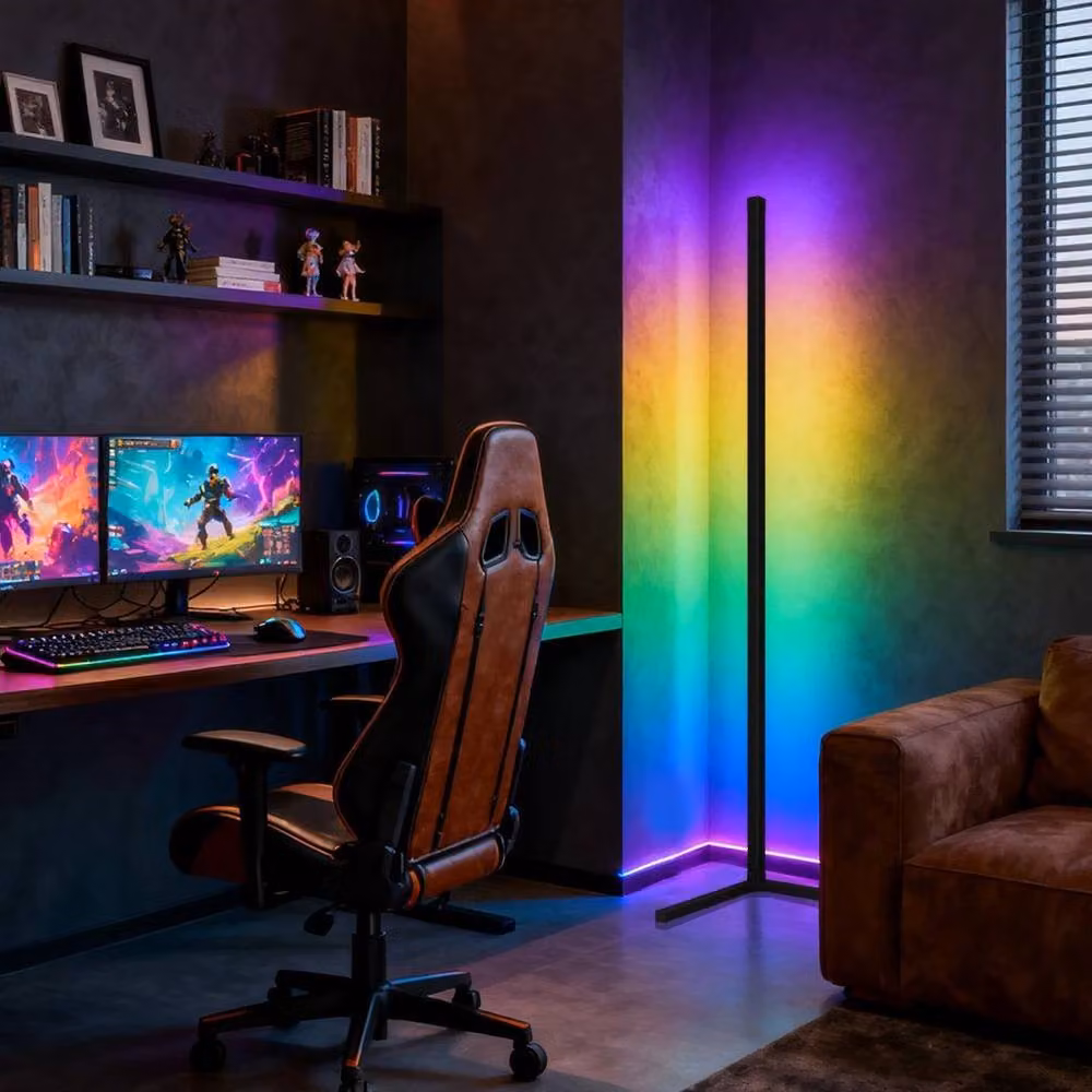 PAWNORA 65 RGB LED Corner Floor Lamp with Remote Control in Black – 3