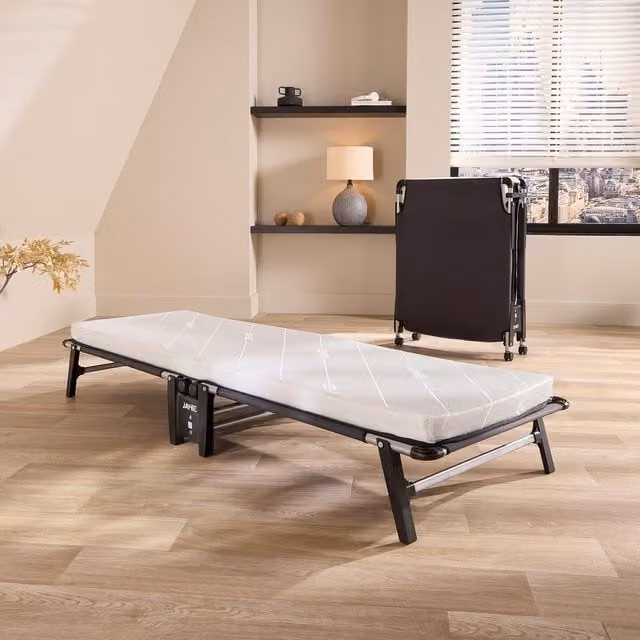 Jay-Be HE70 Hideaway Folding Bed with e-Fibre Mattress, Single, Black, W: 90 cm, L: 190 cm