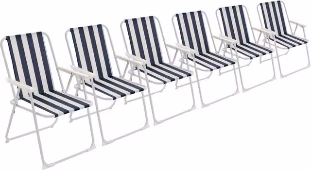 Harbour Housewares Pack of 6 Blue Folding Metal Beach Chairs