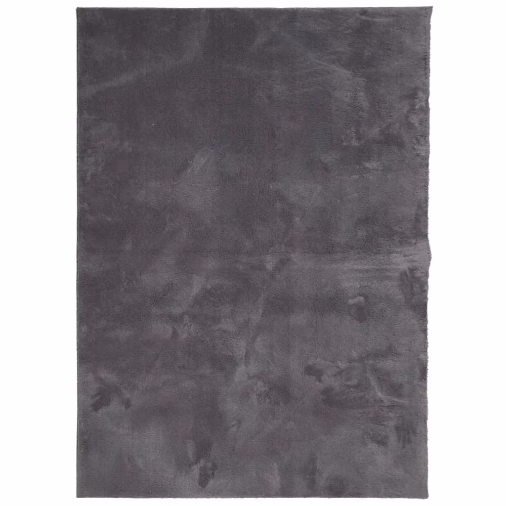 Berkfield Home Round Short Pile Soft and Washable Anthracite Black Rug, Diameter: 100 cm – 2