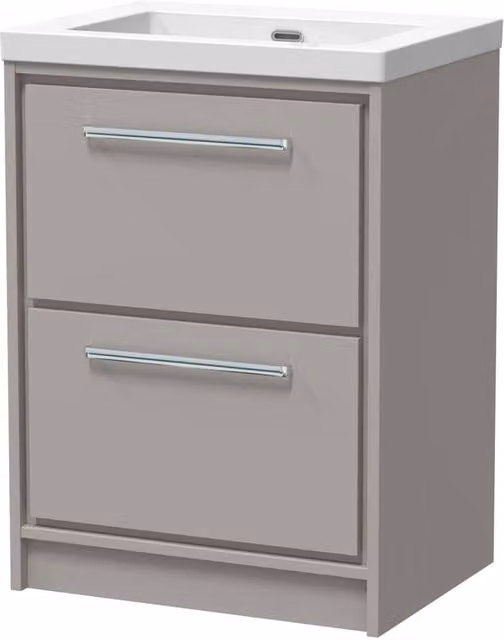 Balterley Modern Grey Matt Fireclay Bathroom Floor Basin with 2 Soft-Close Drawers, Width: 60 cm