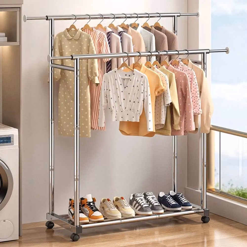 FLAVORA Heavy Duty Stainless Steel Clothes Rail in Silver, W: 50 cm, H: 164.5 cm – 3