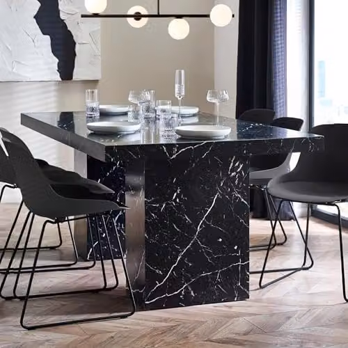 Julian Bowen Rome Rectangular Marble Effect Dining Table in Black and White, W: 180 cm, D: 100 cm, H: 76 cm