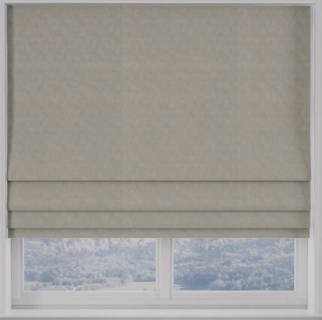 Terrys Turin Velvet Made to Measure Roman Blind in Elephant Grey and Beige