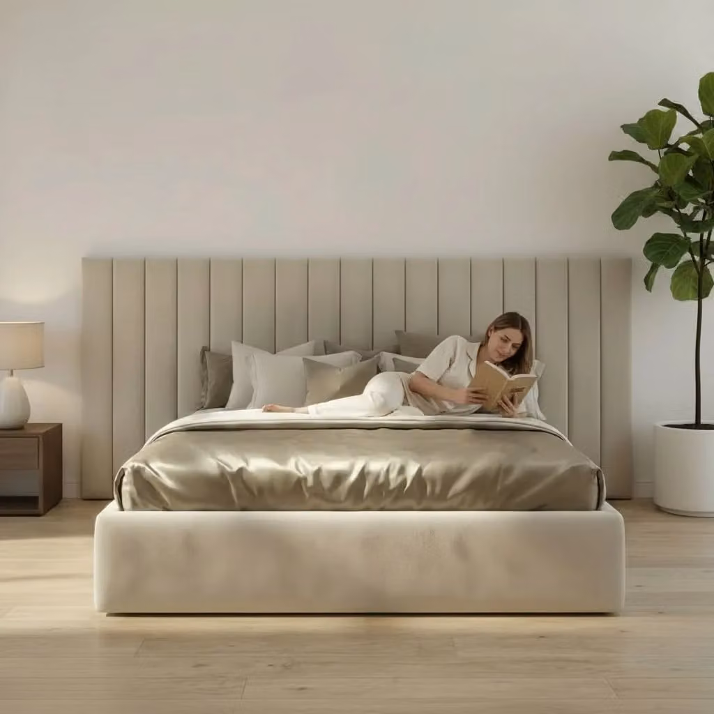 Valencia Upholstered Bed by Beds NK Ltd in Beige