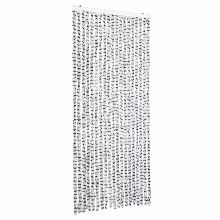 Berkfield Home Insect Curtain in Light and Dark Grey Chenille, W: 56 cm, H: 185 cm