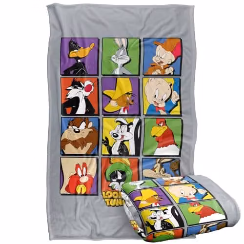 Warner Bros. Looney Tunes Square Portraits Super Soft Fleece Throw Blanket, Multicolour, W: 91.44 cm x L: 147 cm – 1