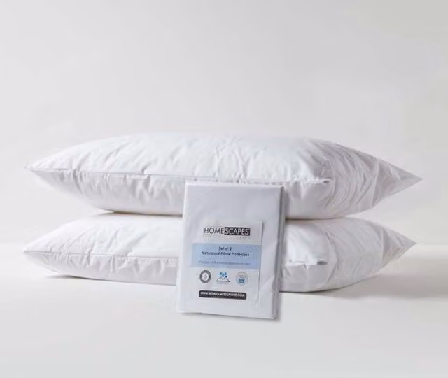 Homescapes Waterproof Polypropylene Pillow Protector Pair in White