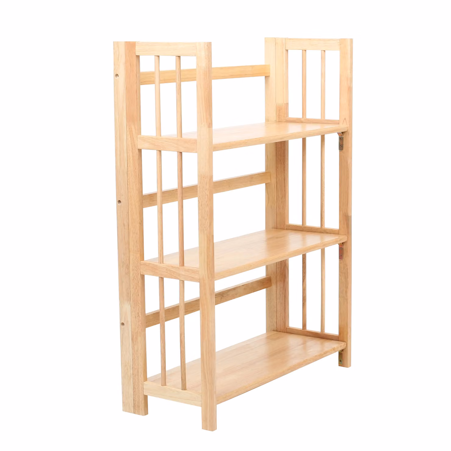 Orsina Three Tier Rubberwood Corner Shelf Unit in Natural Wood – 2