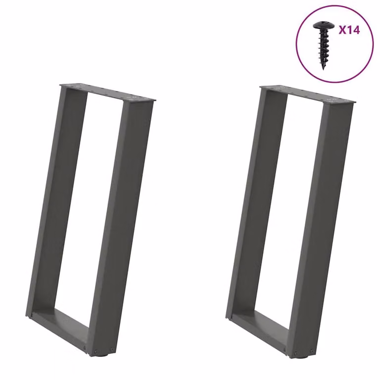 Berkfield Home Modern vidXL U-Shaped Dining Table Legs, 2 Pieces, Anthracite, Height: 72.5 cm