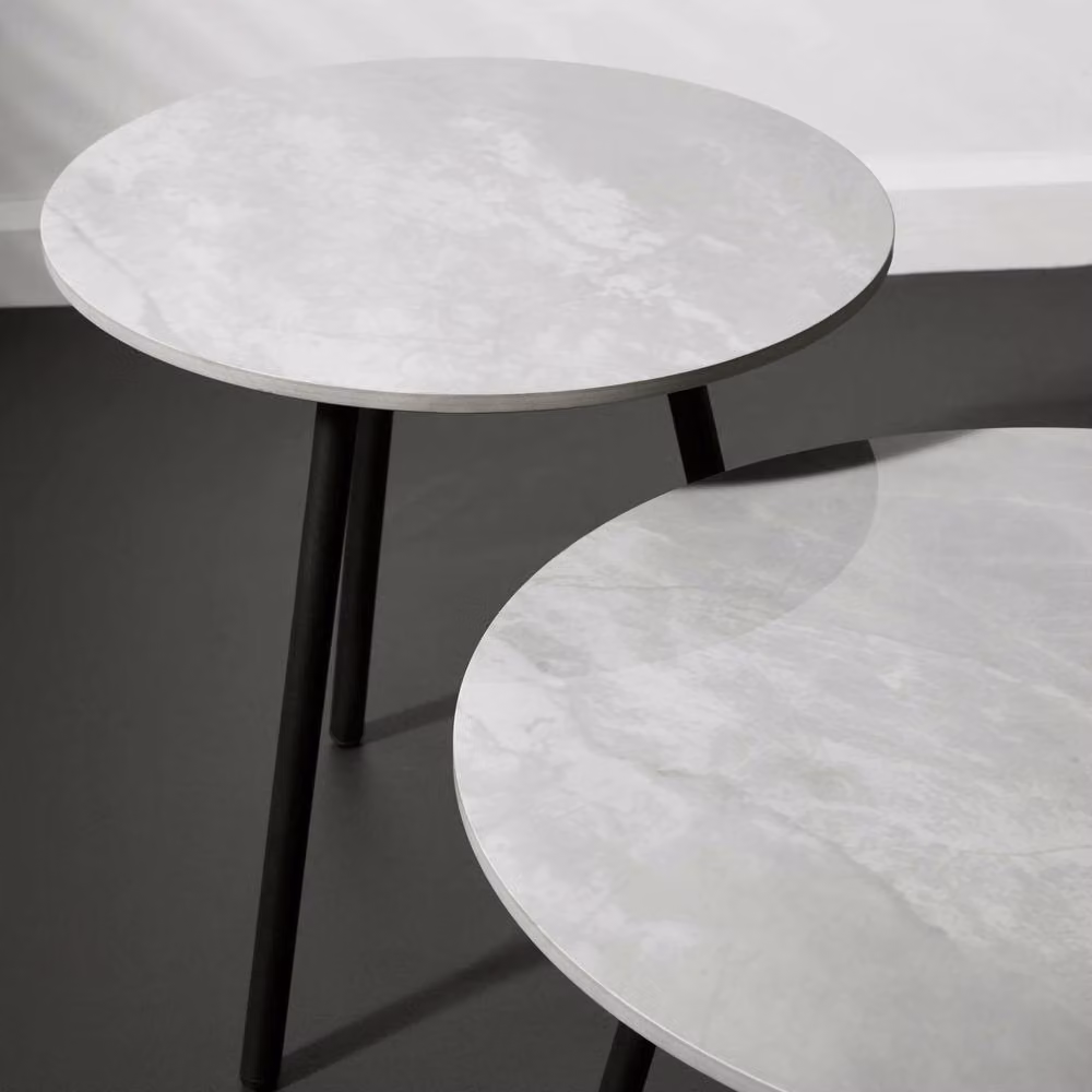 Cheshire Ardmore Set of 2 Modern Round Metal Side Tables in Grey and Multicolour – 3