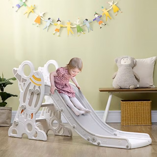 AIYAPLAY Kids Indoor Freestanding Baby Slide for 1.5-3 Years, Grey