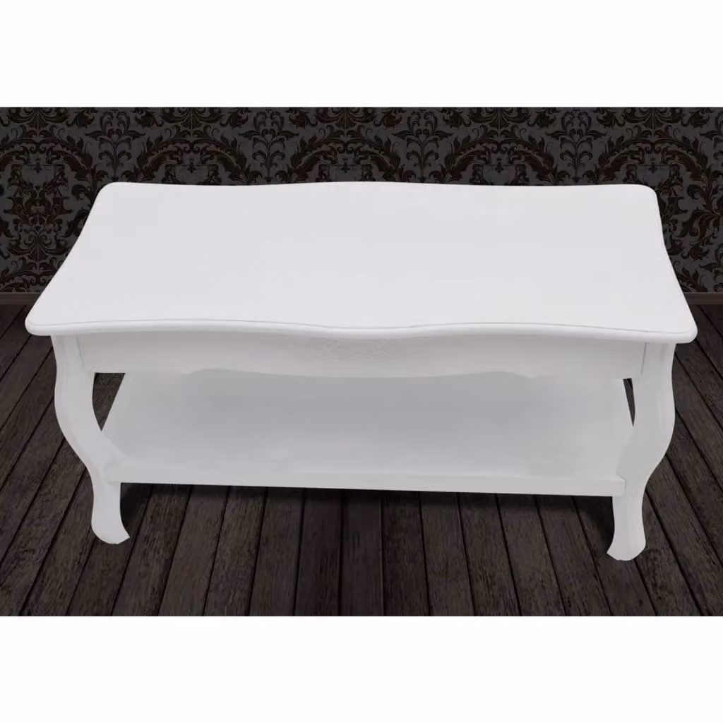 Berkfield Home Two-Tier Rectangular Coffee Table in White Lacquered MDF and Wood – 5