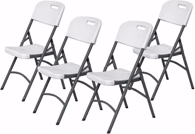 FORGEVIO Heavy Duty Folding Plastic Chair in White for Indoor and Outdoor Use